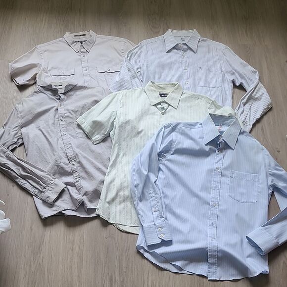 Men's Classic Button Down Shirts Assorted Colors Bundle Of 5 Size L & XL Stripe - Picture 1 of 5